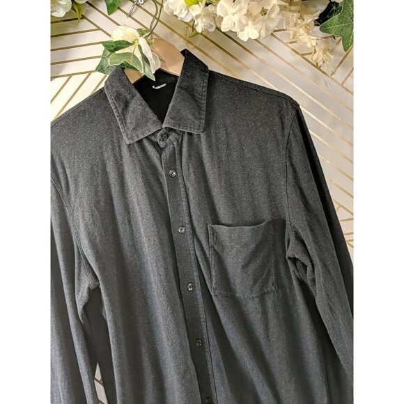 Kit & Ace Men's Button Up Shirt City Tech Charcoal Grey Long Sleeve Slim Sz Med - Picture 3 of 8